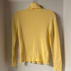 Eddie Bauer Ladies Yellow Ribbed Turtleneck Sweater